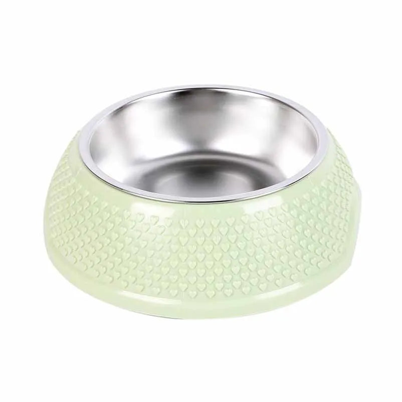 Pet bowl cat bowl dog bowl plastic stainless steel anti-tip large capacity cat and dog bowl