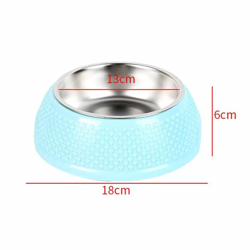 Pet bowl cat bowl dog bowl plastic stainless steel anti-tip large capacity cat and dog bowl