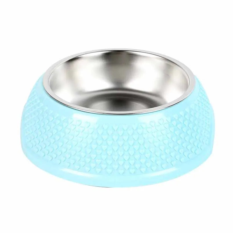 Pet bowl cat bowl dog bowl plastic stainless steel anti-tip large capacity cat and dog bowl
