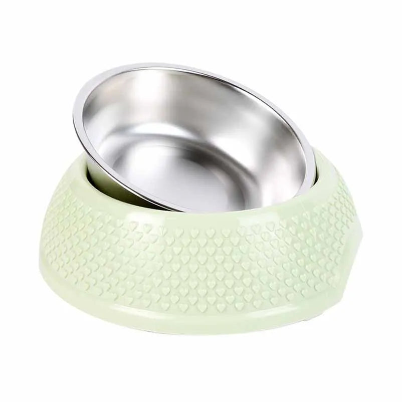 Pet bowl cat bowl dog bowl plastic stainless steel anti-tip large capacity cat and dog bowl