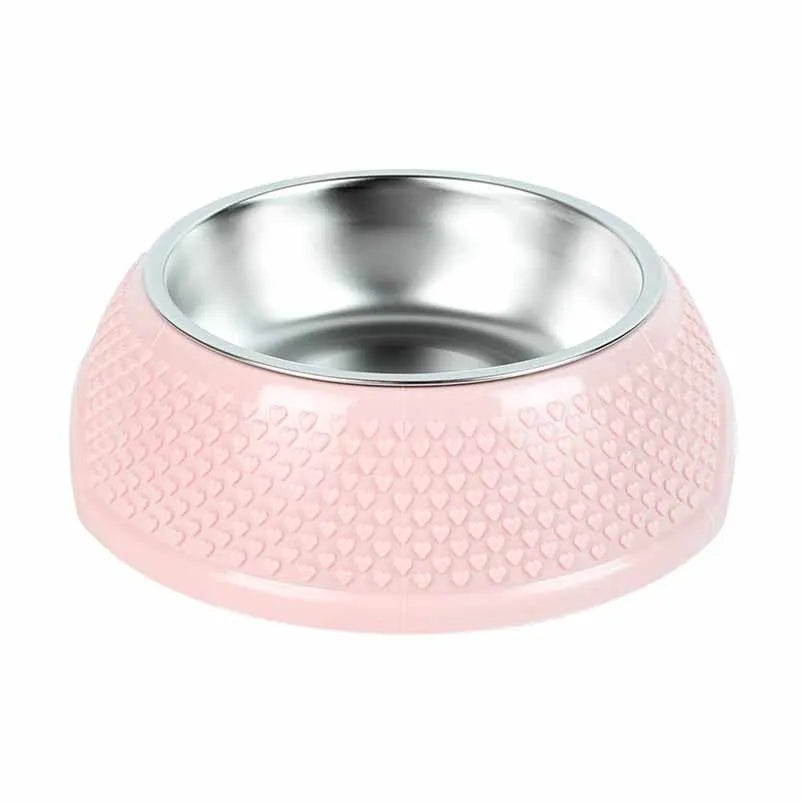 Pet bowl cat bowl dog bowl plastic stainless steel anti-tip large capacity cat and dog bowl
